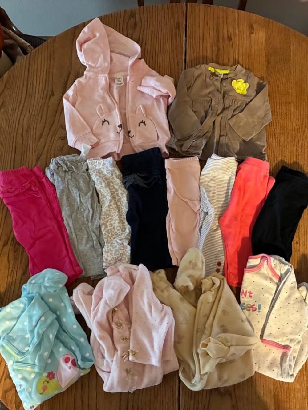 14 item bundle, 3-6 mo girls sleepers, pants & jackets, like New